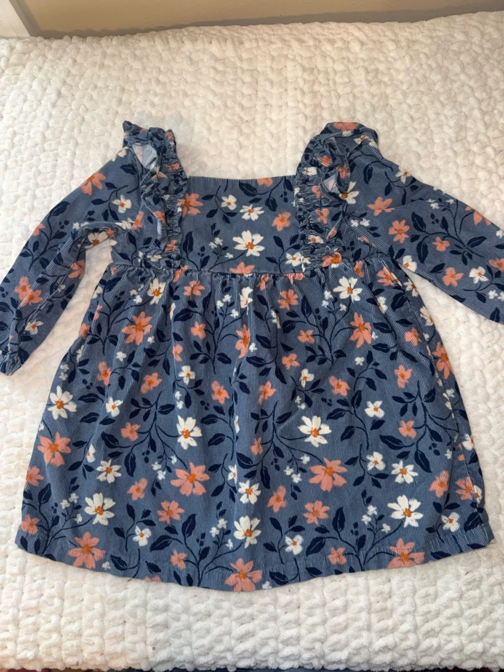 Carter's Navy Floral Off-Shoulder Blouse with Coral and White Flowers